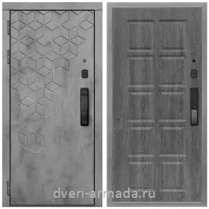 Входные двери Черный муар, Дверь входная Армада Квадро МДФ 16 мм Kaadas K9 / МДФ 10 мм ФЛ-38 Дуб Филадельфия графит