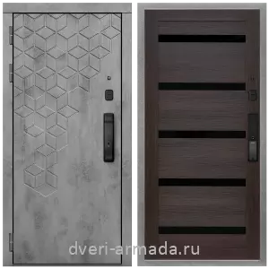 Входные металлические двери в Московской области, Дверь входная Армада Квадро МДФ 16 мм Kaadas K9 / МДФ 16 мм СБ-14 Эковенге стекло черное