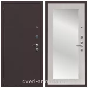 С зеркалом и шумоизоляцией, Дверь входная Армада Комфорт Антик медь / МДФ 16 мм ФЛЗ-пастораль Дуб белёный