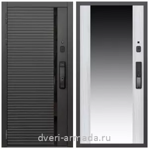 Двери МДФ для квартиры, Умная входная смарт-дверь Армада Каскад BLACK МДФ 10 мм Kaadas K9 / МДФ 16 мм СБ-16 Сандал белый