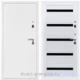 Дверь входная Армада Оптима Белая шагрень / МДФ 16 мм СБ-14 Сандал белый стекло черное