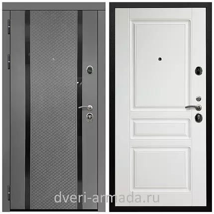 Дверь входная Армада Престиж Черная шагрень МДФ 16 мм Графит абсолют софт / ФЛ-243 Белый матовый